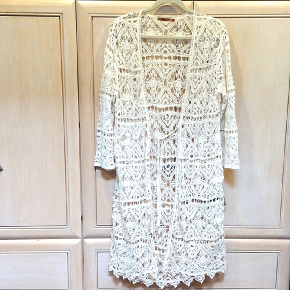 Vintage Crochet Open Knit Duster